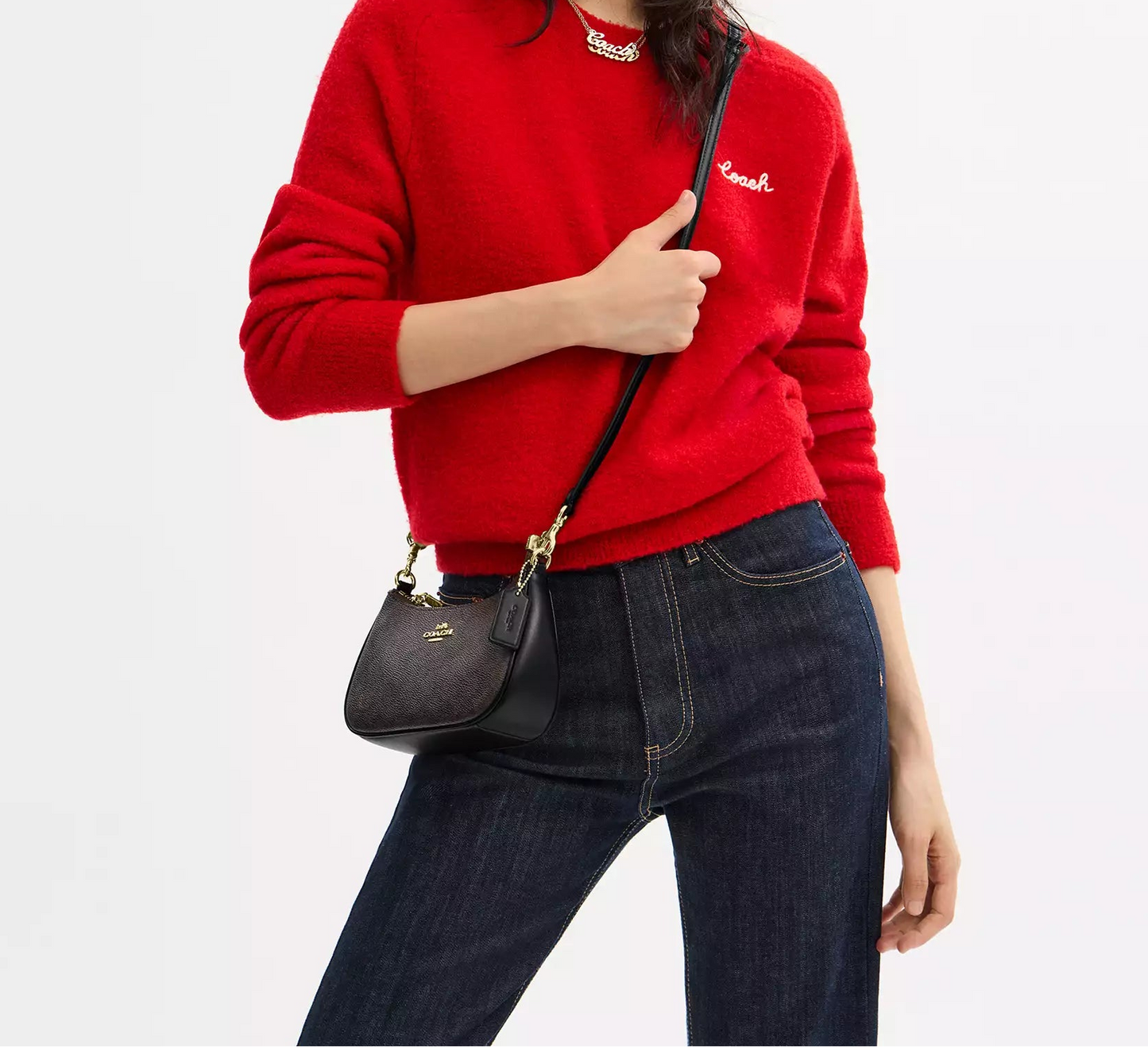 Teri Mini Crossbody Bag In Signature Canvas Walnut Black Coach
