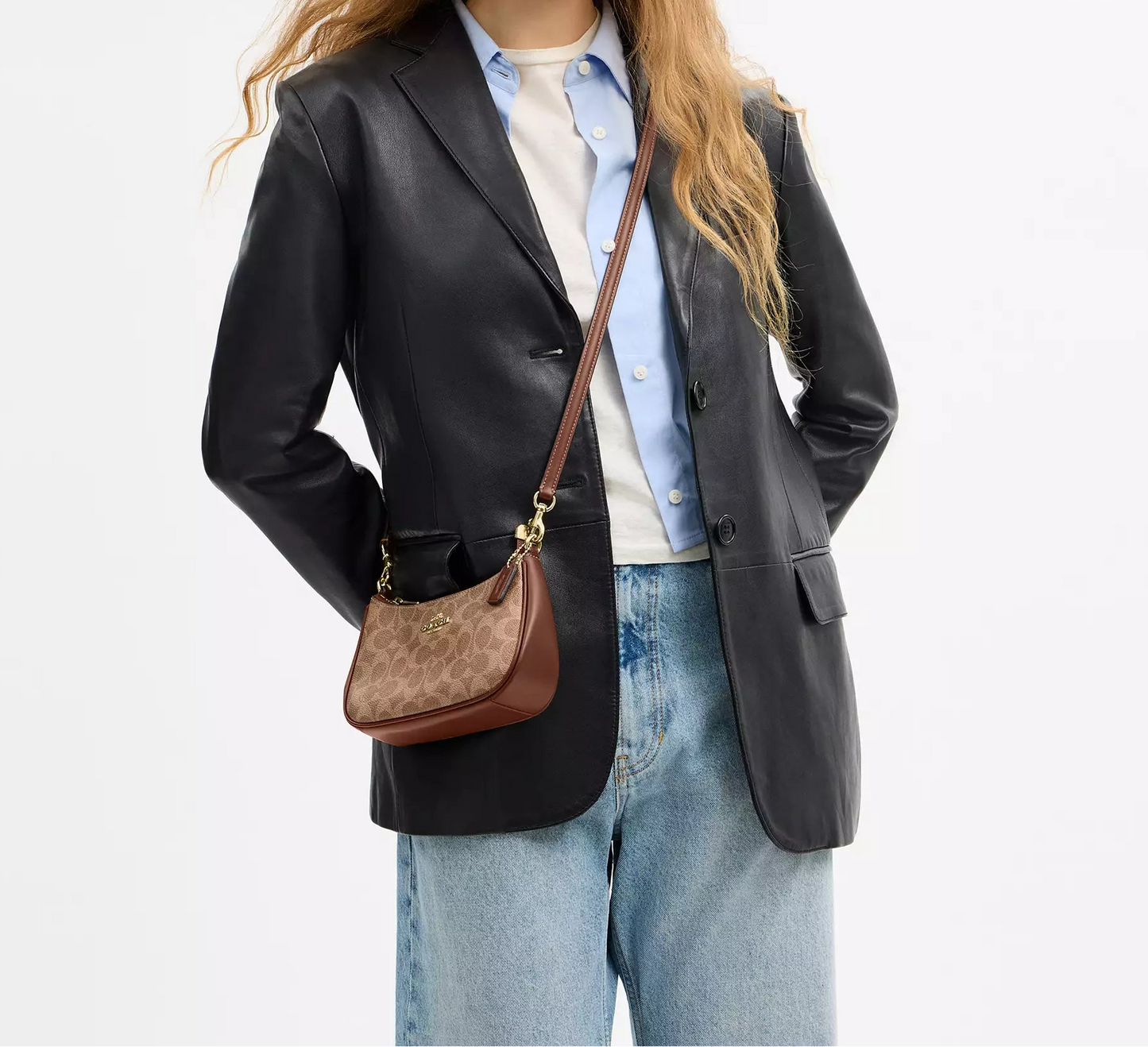 Teri Mini Crossbody Bag In Signature Canvas Tan Brown Coach