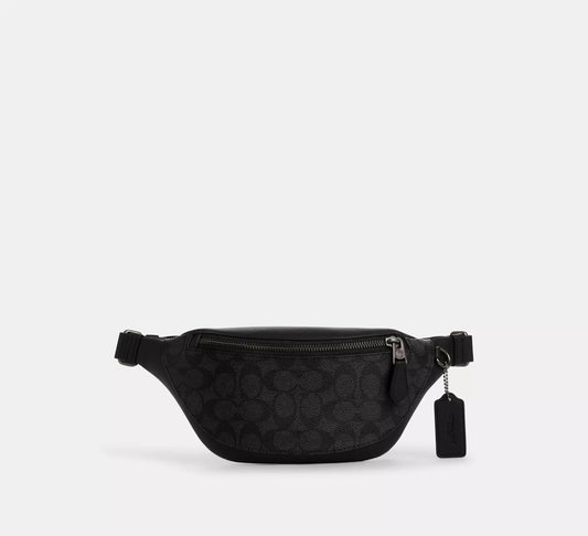 Warren Mini Belt Bag In Signature Canvas Charcoal Coach