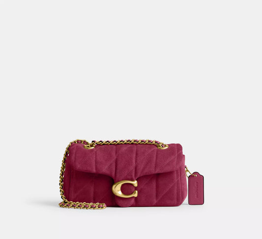 Tabby Quilted Suede Fuschia Shoulder Bag 20 Coach