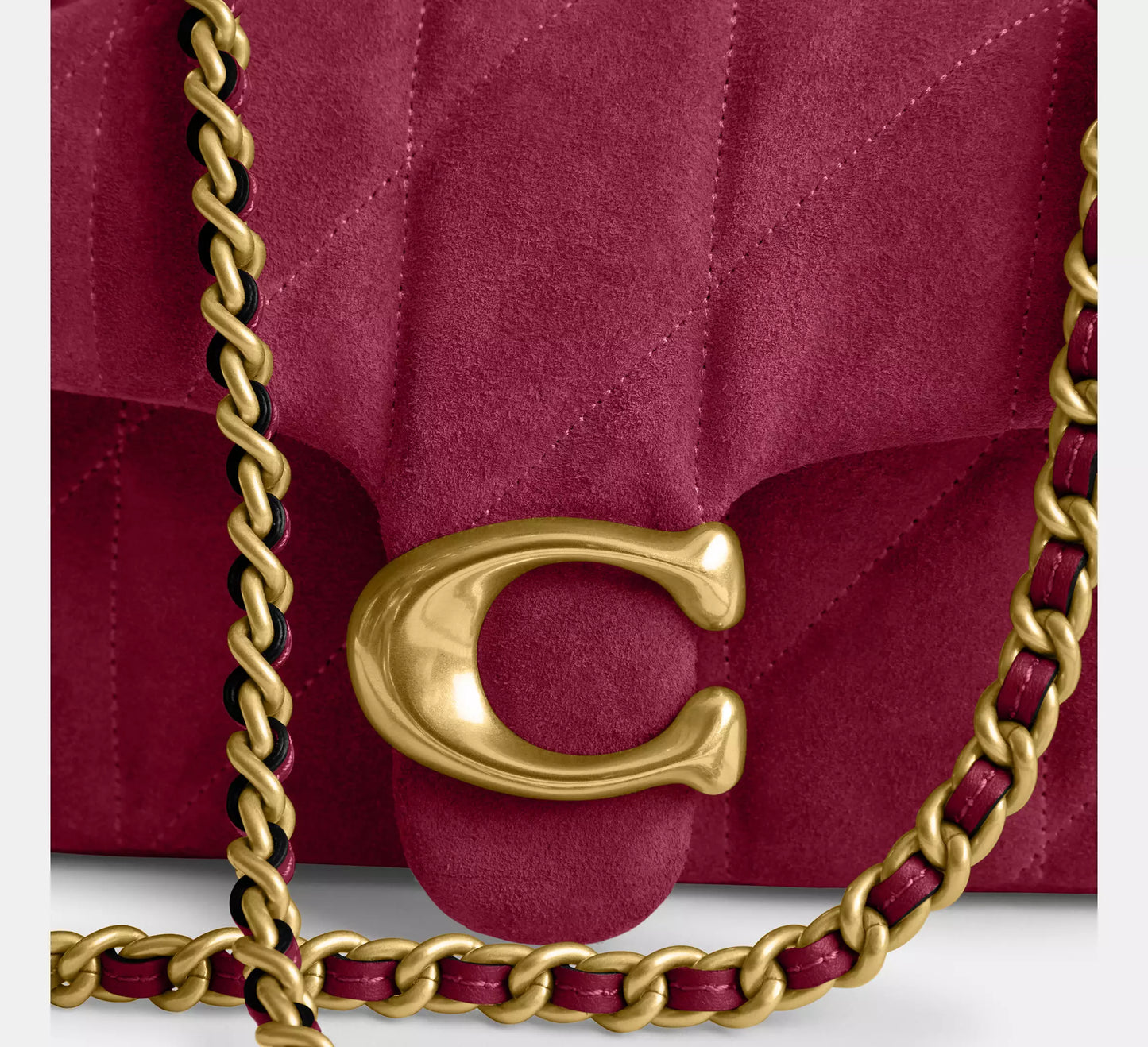 Tabby Quilted Suede Fuschia Shoulder Bag 20 Coach