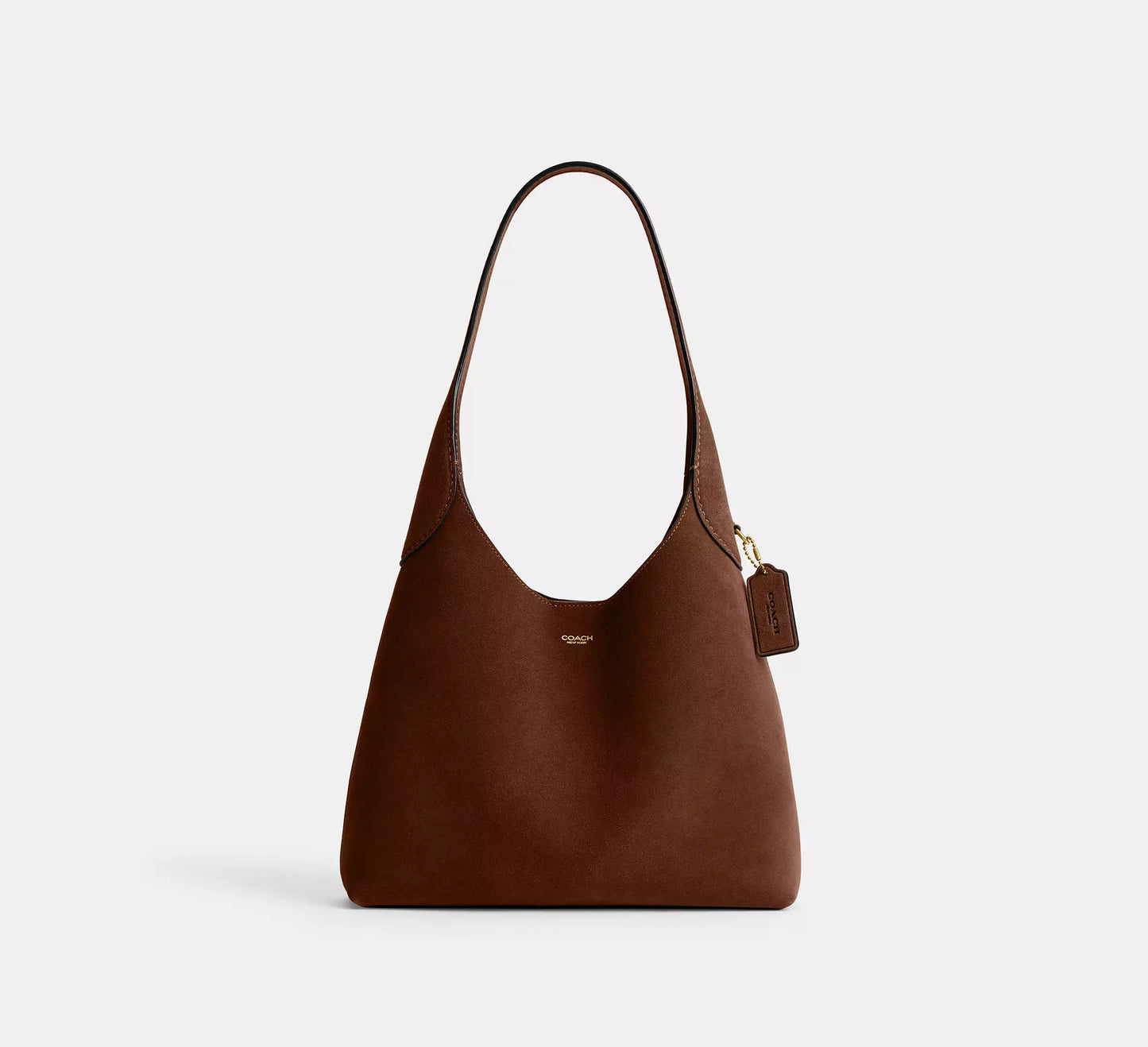 Brooklyn Shoulder Bag 28 Suede Warm Brown Coach