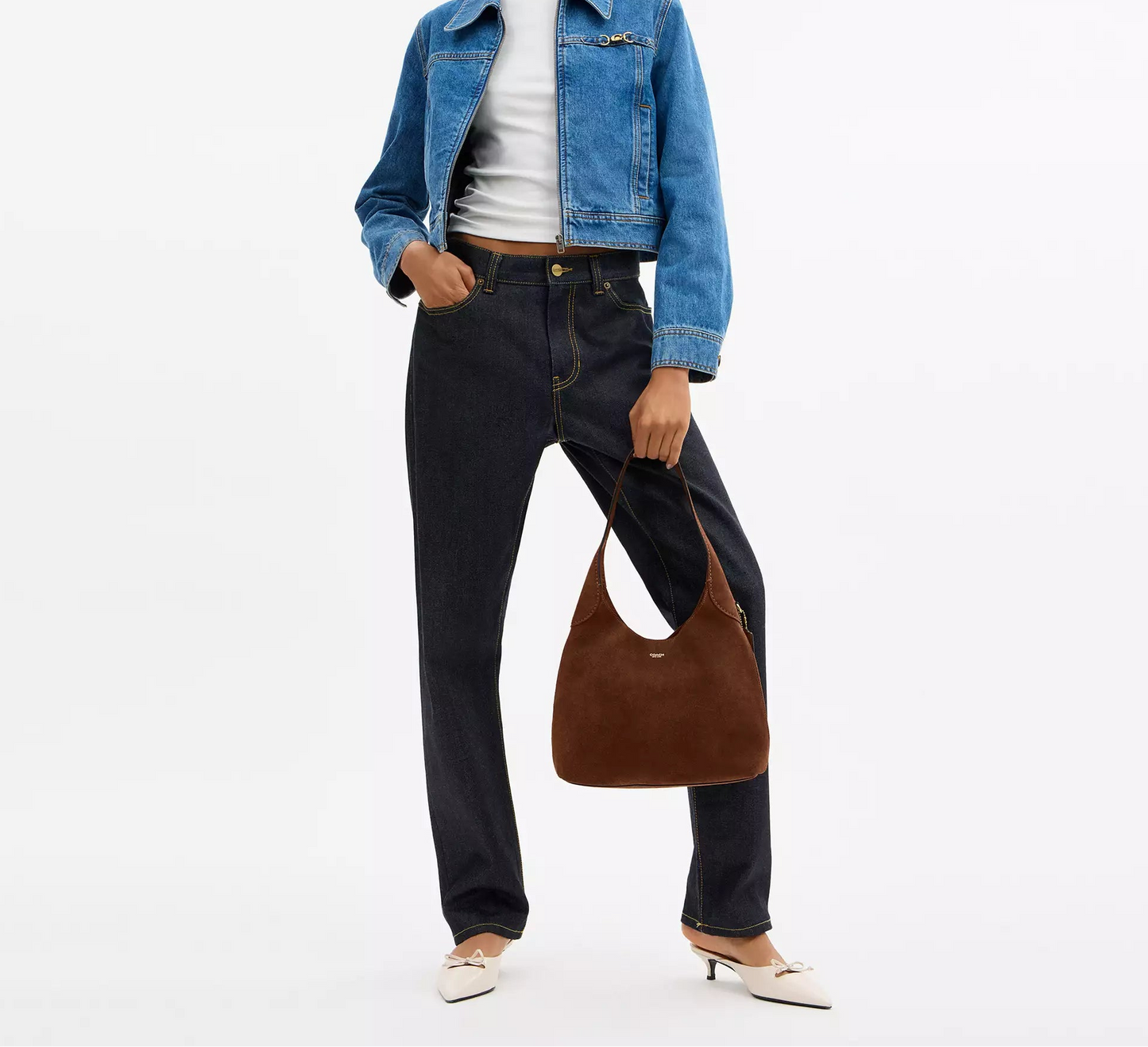 Brooklyn Shoulder Bag 28 Suede Warm Brown Coach