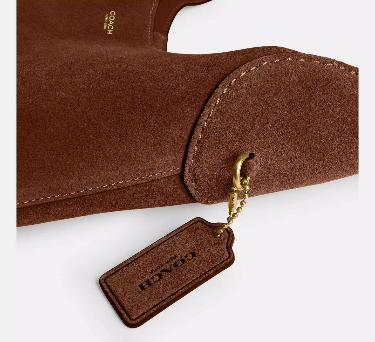 Brooklyn Shoulder Bag 28 Suede Warm Brown Coach