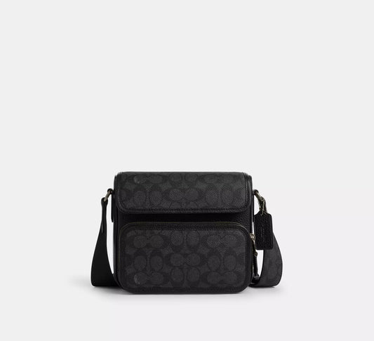 Sullivan Flap Crossbody Bag In Signature Canvas Charcoal Coach