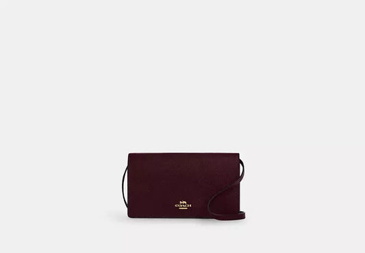 Anna Foldover Clutch Crossbody Bag Merlot Coach