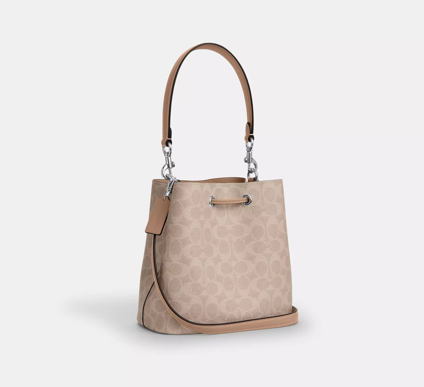Rowan Bucket Bag In Signature Canvas Sand Taupe Coach