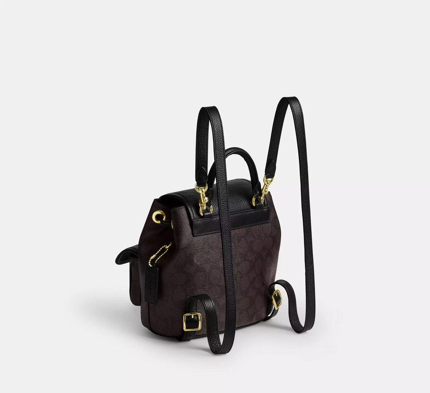 Hadley Backpack In Signature Canvas Walnut Black Coach