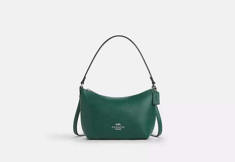 Zip Top Shoulder Bag Emerald Green Coach