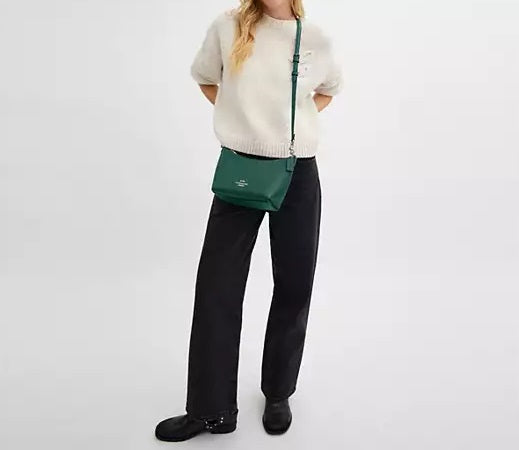 Zip Top Shoulder Bag Emerald Green Coach