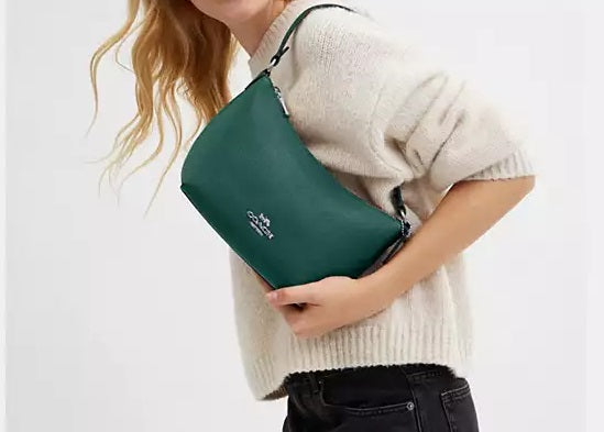 Zip Top Shoulder Bag Emerald Green Coach