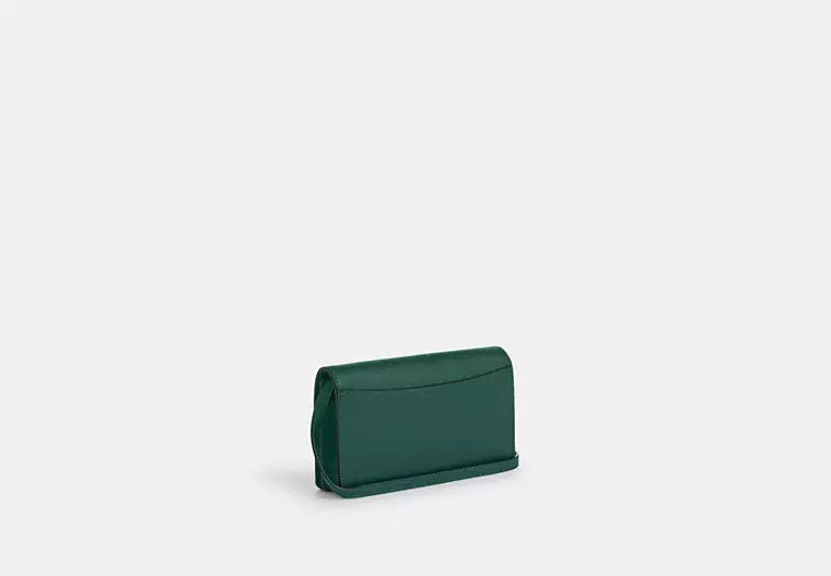 Anna Foldover Clutch Crossbody Bag Emerald Green Coach