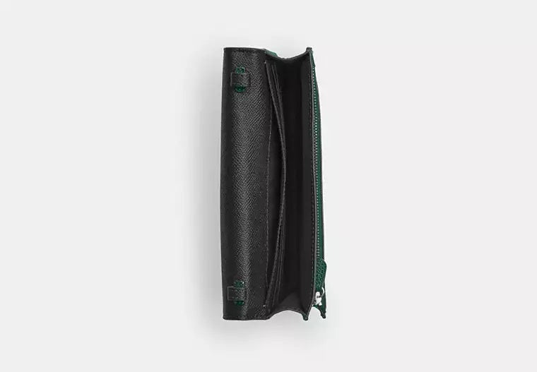 Anna Foldover Clutch Crossbody Bag Emerald Green Coach