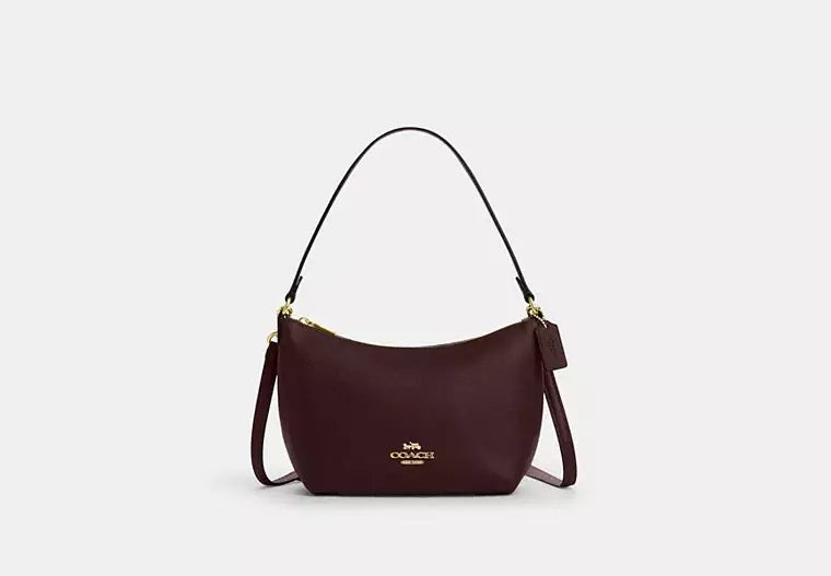 Zip Top Shoulder Bag Merlot Coach